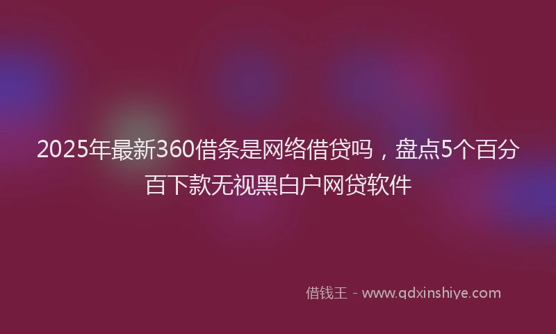 2025年最新360借条是网络借贷吗，盘点5个百分百下款无视黑白户网贷软件