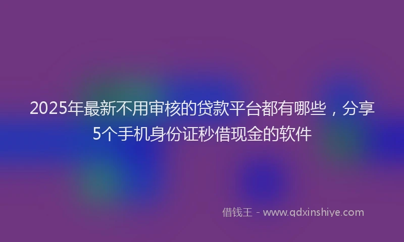 2025年最新不用审核的贷款平台都有哪些，分享5个手机身份证秒借现金的软件
