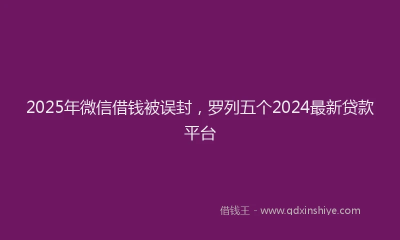 2025年微信借钱被误封，罗列五个2024最新贷款平台