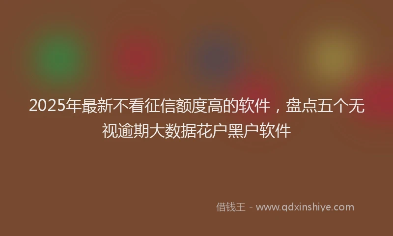 2025年最新不看征信额度高的软件，盘点五个无视逾期大数据花户黑户软件