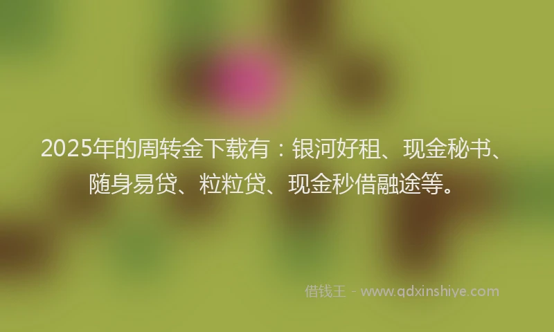 2025年的周转金下载有：银河好租、现金秘书、随身易贷、粒粒贷、现金秒借融途等。