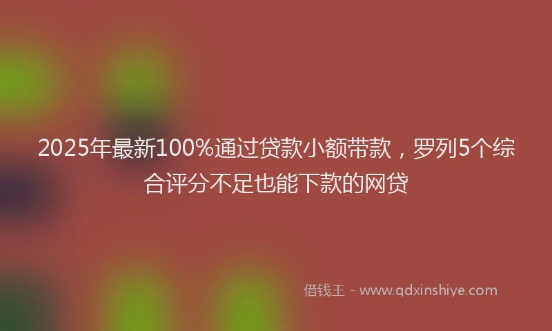 2025年最新100%通过贷款小额带款，罗列5个综合评分不足也能下款的网贷