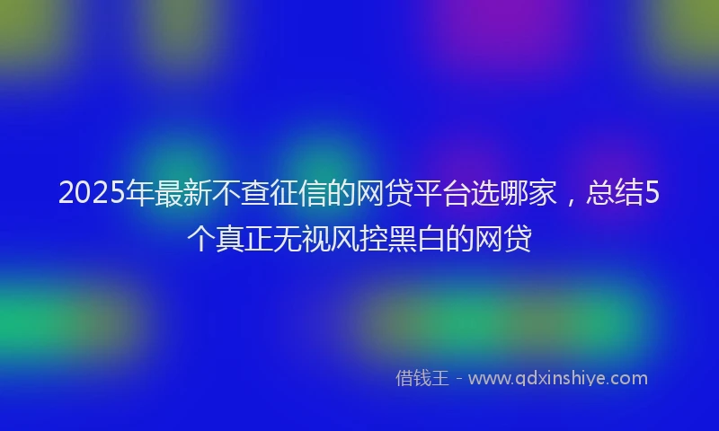 2025年最新不查征信的网贷平台选哪家，总结5个真正无视风控黑白的网贷