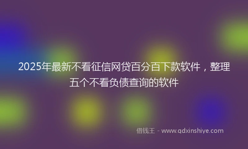 2025年最新不看征信网贷百分百下款软件，整理五个不看负债查询的软件
