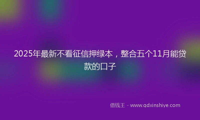 2025年最新不看征信押绿本，整合五个11月能贷款的口子
