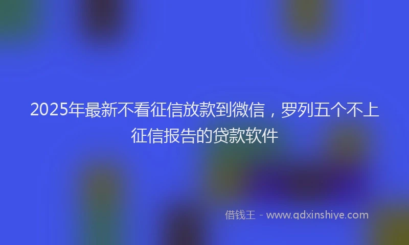 2025年最新不看征信放款到微信，罗列五个不上征信报告的贷款软件