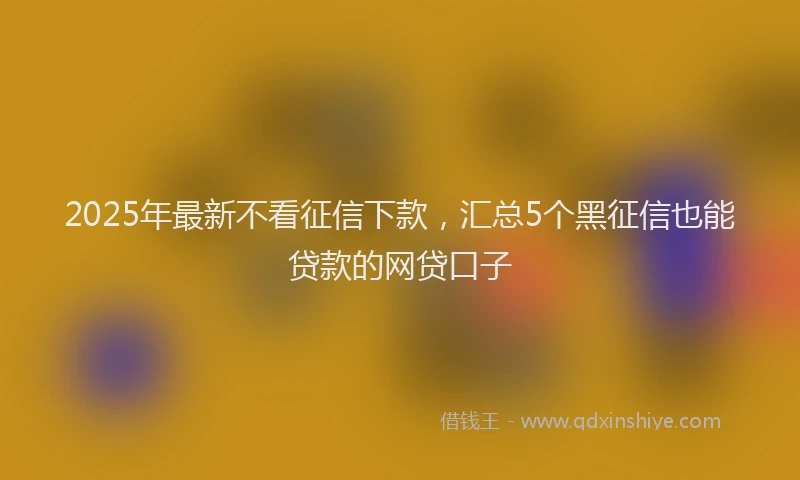 2025年最新不看征信下款，汇总5个黑征信也能贷款的网贷口子