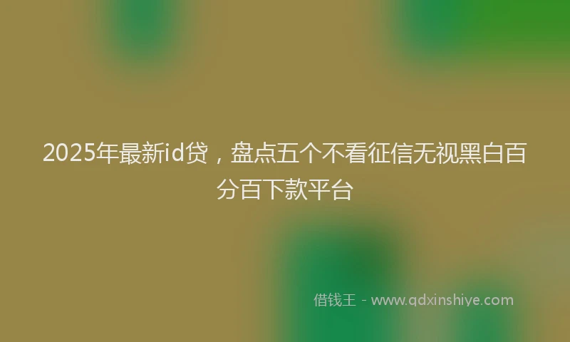 2025年最新id贷，盘点五个不看征信无视黑白百分百下款平台