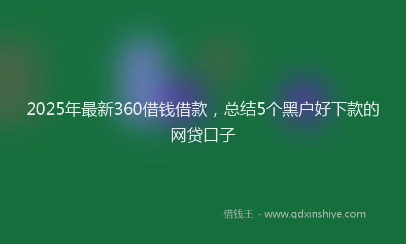 2025年最新360借钱借款，总结5个黑户好下款的网贷口子