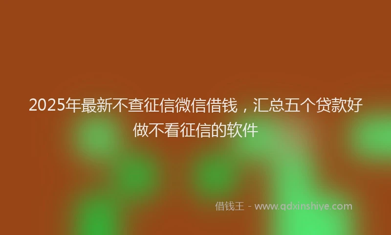 2025年最新不查征信微信借钱，汇总五个贷款好做不看征信的软件