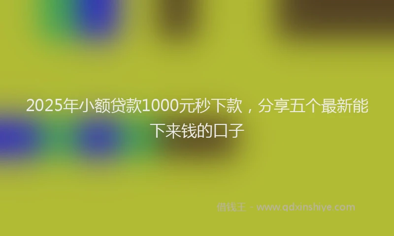 2025年小额贷款1000元秒下款，分享五个最新能下来钱的口子
