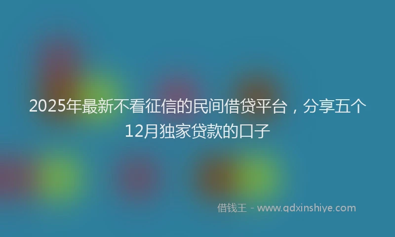 2025年最新不看征信的民间借贷平台，分享五个12月独家贷款的口子