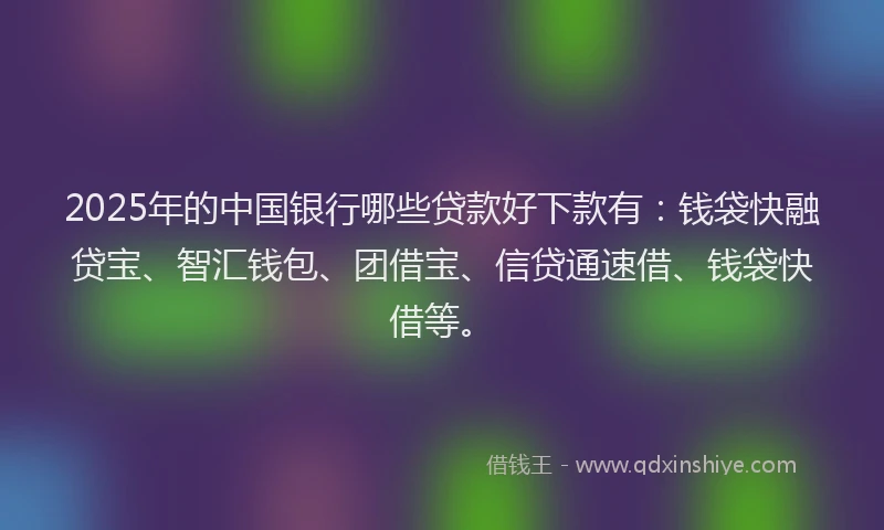 2025年的中国银行哪些贷款好下款有：钱袋快融贷宝、智汇钱包、团借宝、信贷通速借、钱袋快借等。