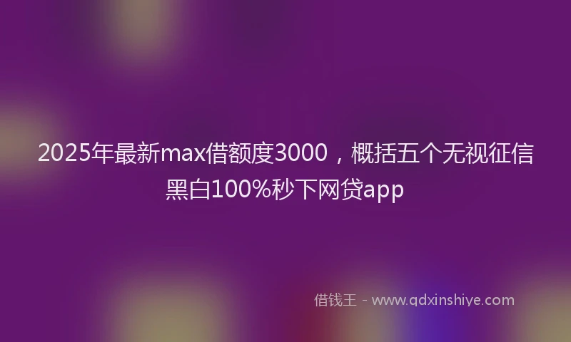 2025年最新max借额度3000，概括五个无视征信黑白100%秒下网贷app
