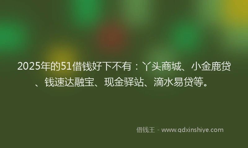 2025年的51借钱好下不有：丫头商城、小金鹿贷、钱速达融宝、现金驿站、滴水易贷等。