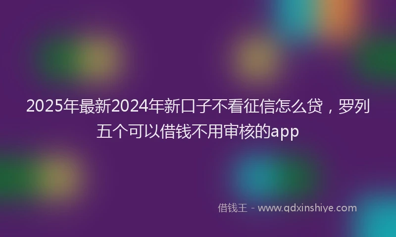 2025年最新2024年新口子不看征信怎么贷，罗列五个可以借钱不用审核的app