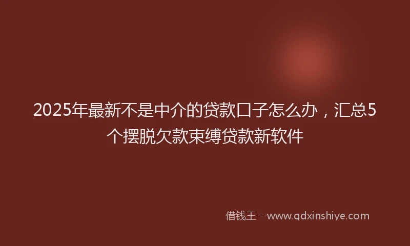 2025年最新不是中介的贷款口子怎么办，汇总5个摆脱欠款束缚贷款新软件