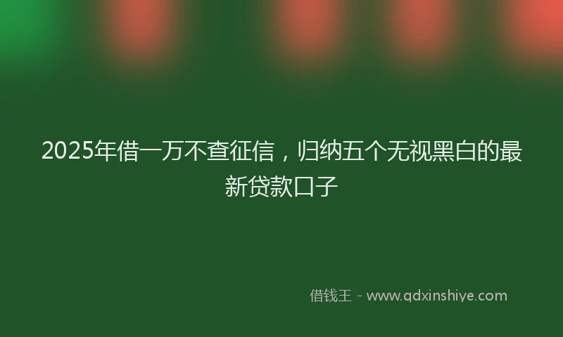 2025年借一万不查征信，归纳五个无视黑白的最新贷款口子