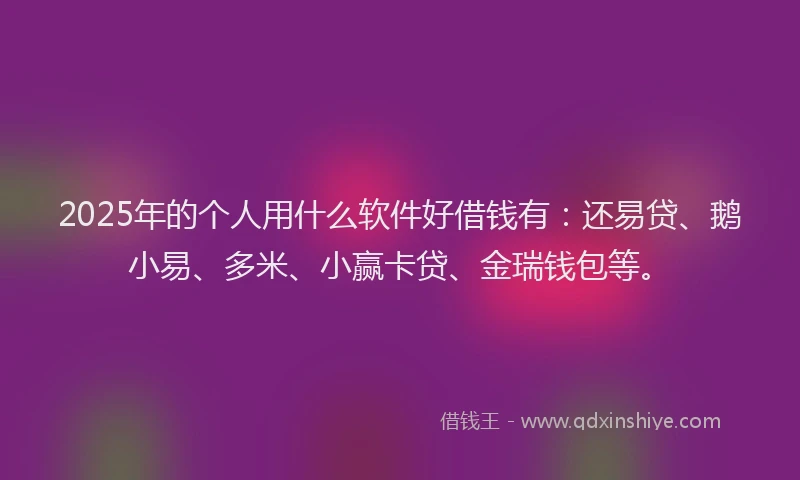 2025年的个人用什么软件好借钱有：还易贷、鹅小易、多米、小赢卡贷、金瑞钱包等。