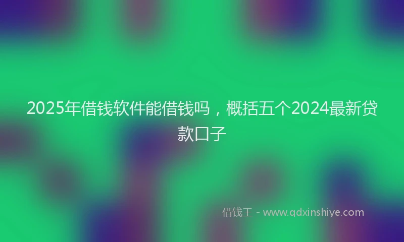 2025年借钱软件能借钱吗，概括五个2024最新贷款口子