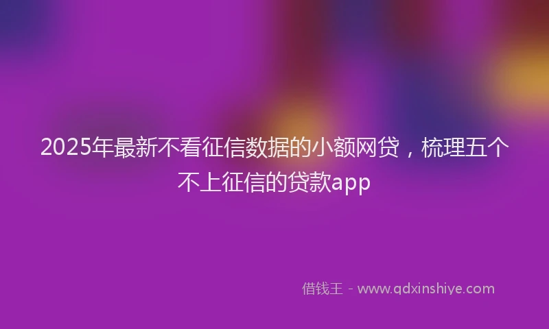 2025年最新不看征信数据的小额网贷，梳理五个不上征信的贷款app