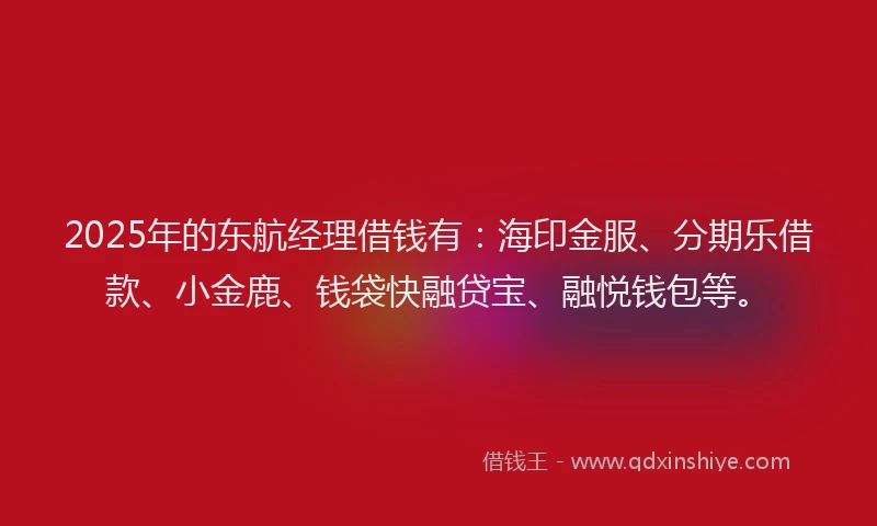 2025年的东航经理借钱有：海印金服、分期乐借款、小金鹿、钱袋快融贷宝、融悦钱包等。
