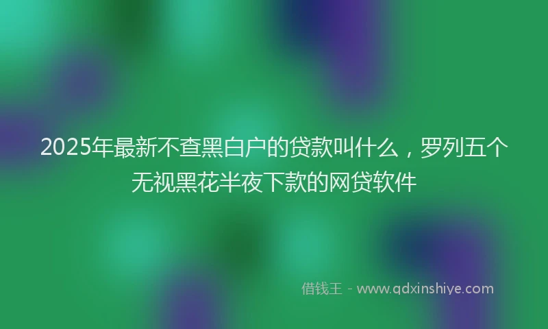 2025年最新不查黑白户的贷款叫什么，罗列五个无视黑花半夜下款的网贷软件