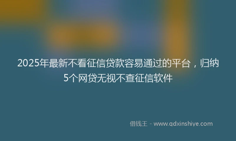 2025年最新不看征信贷款容易通过的平台，归纳5个网贷无视不查征信软件