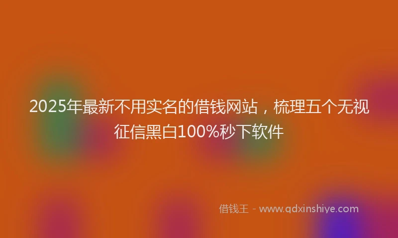 2025年最新不用实名的借钱网站，梳理五个无视征信黑白100%秒下软件