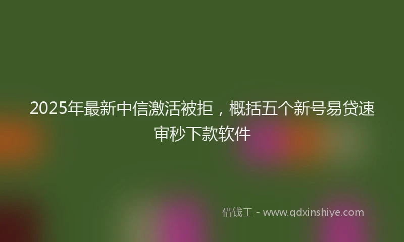 2025年最新中信激活被拒，概括五个新号易贷速审秒下款软件