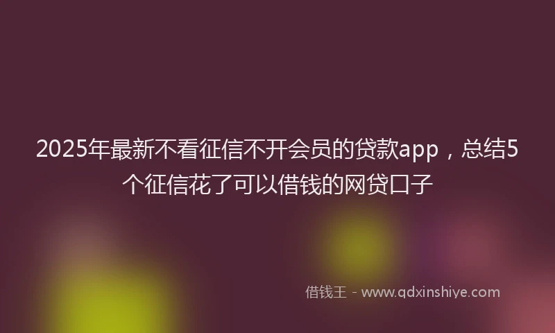 2025年最新不看征信不开会员的贷款app，总结5个征信花了可以借钱的网贷口子