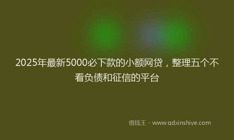 2025年最新5000必下款的小额网贷，整理五个不看负债和征信的平台