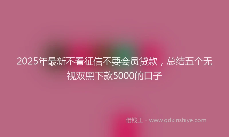 2025年最新不看征信不要会员贷款，总结五个无视双黑下款5000的口子