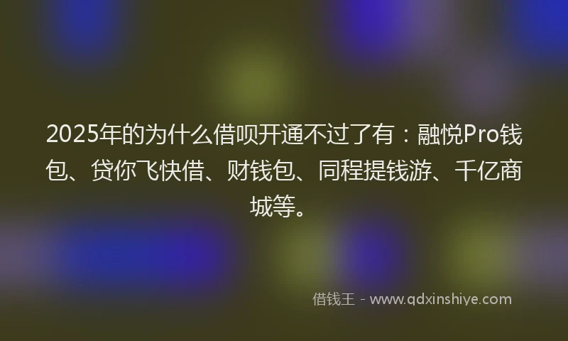 2025年的为什么借呗开通不过了有：融悦Pro钱包、贷你飞快借、财钱包、同程提钱游、千亿商城等。