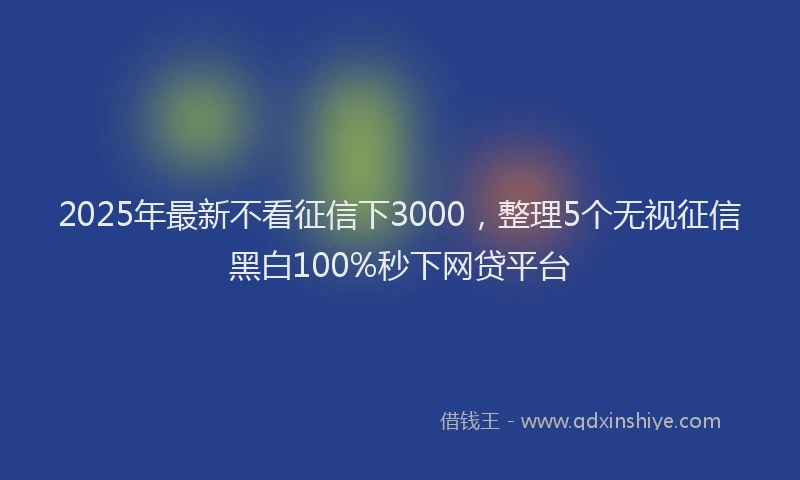 2025年最新不看征信下3000，整理5个无视征信黑白100%秒下网贷平台