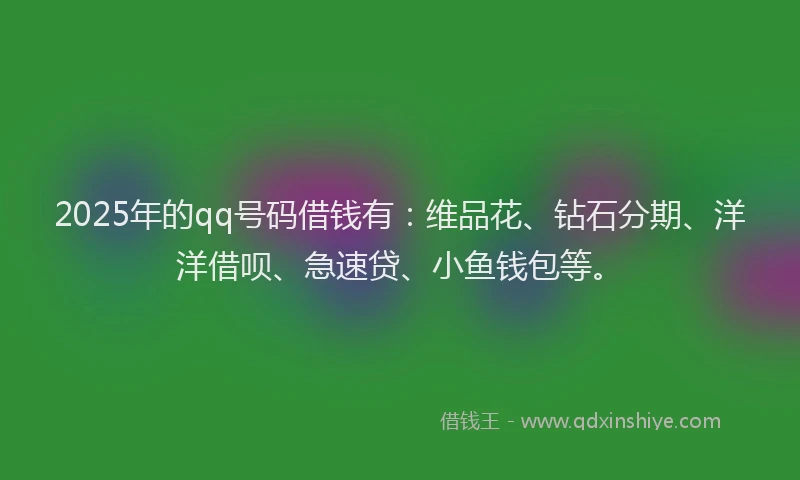2025年的qq号码借钱有：维品花、钻石分期、洋洋借呗、急速贷、小鱼钱包等。