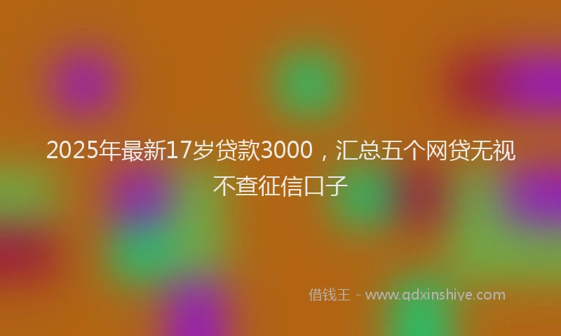 2025年最新17岁贷款3000，汇总五个网贷无视不查征信口子