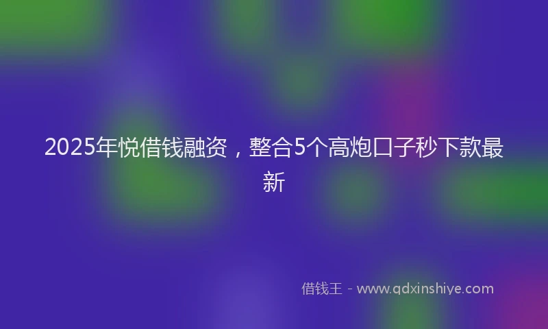 2025年悦借钱融资，整合5个高炮口子秒下款最新