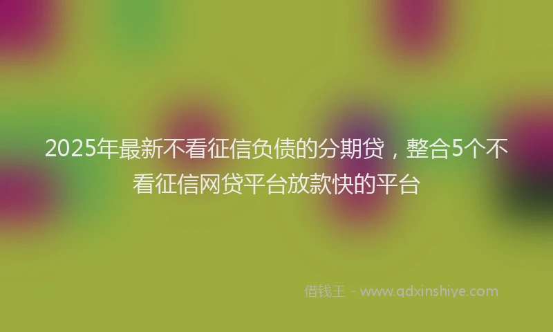 2025年最新不看征信负债的分期贷，整合5个不看征信网贷平台放款快的平台