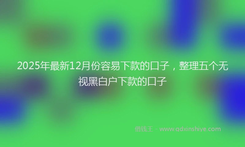 2025年最新12月份容易下款的口子，整理五个无视黑白户下款的口子