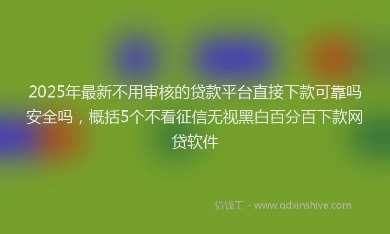 2025年最新不用审核的贷款平台直接下款可靠吗安全吗，概括5个不看征信无视黑白百分百下款网贷软件