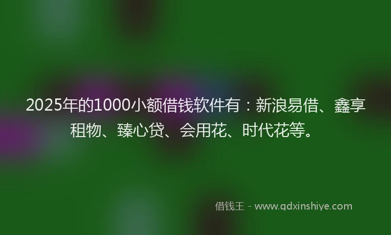 2025年的1000小额借钱软件有：新浪易借、鑫享租物、臻心贷、会用花、时代花等。