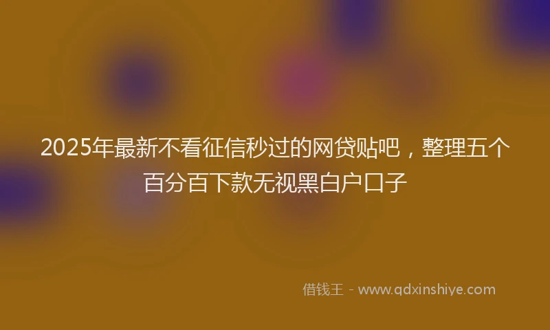 2025年最新不看征信秒过的网贷贴吧，整理五个百分百下款无视黑白户口子