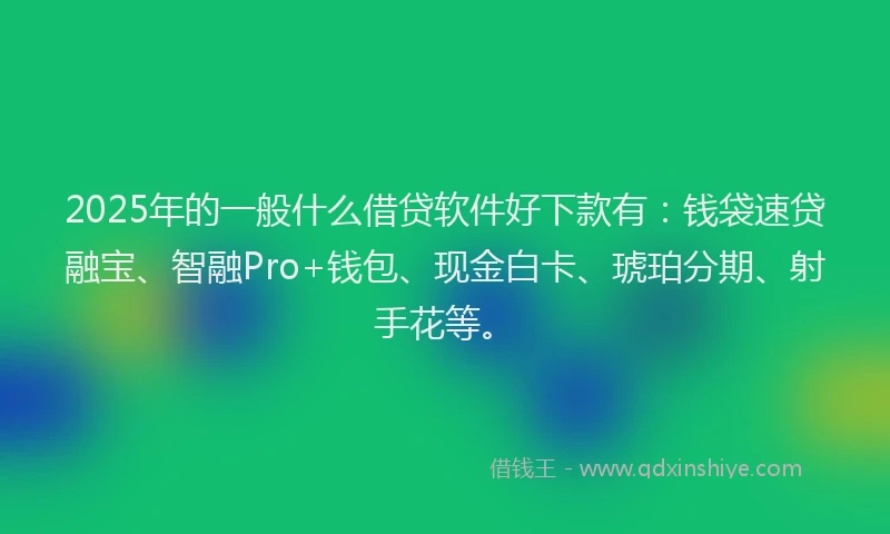 2025年的一般什么借贷软件好下款有：钱袋速贷融宝、智融Pro+钱包、现金白卡、琥珀分期、射手花等。