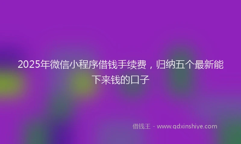 2025年微信小程序借钱手续费，归纳五个最新能下来钱的口子