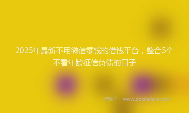 2025年最新不用微信零钱的借钱平台，整合5个不看年龄征信负债的口子