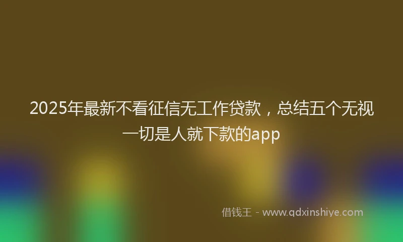 2025年最新不看征信无工作贷款，总结五个无视一切是人就下款的app