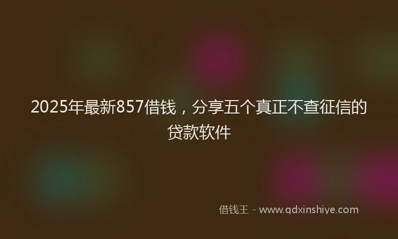 2025年最新857借钱，分享五个真正不查征信的贷款软件