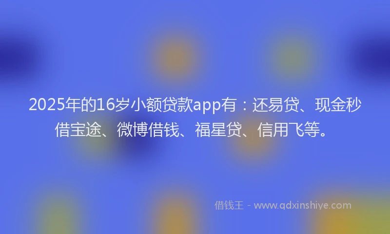 2025年的16岁小额贷款app有：还易贷、现金秒借宝途、微博借钱、福星贷、信用飞等。