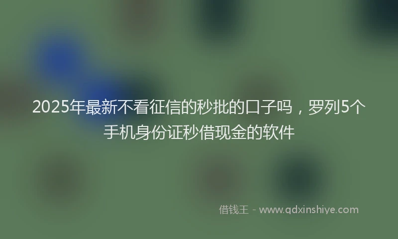 2025年最新不看征信的秒批的口子吗，罗列5个手机身份证秒借现金的软件